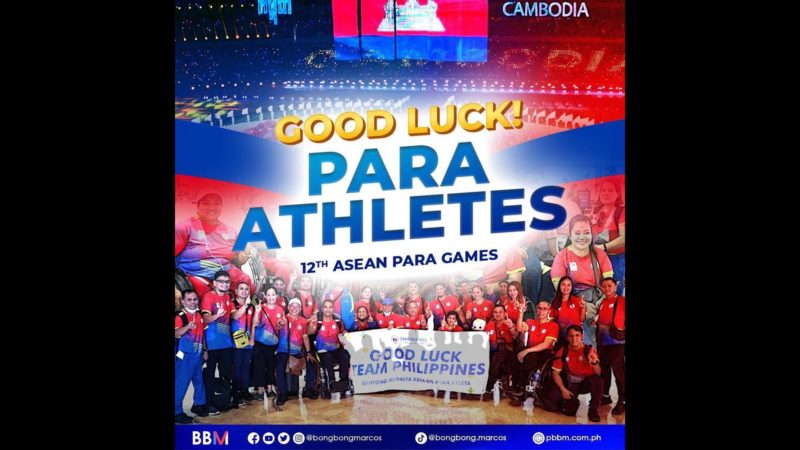 Pangulong Marcos ipinaabot ang suporta sa mga atletang Pinoy na lalahok sa 12th ASEAN Para Games sa Cambodia