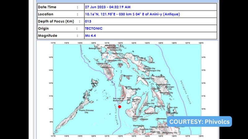 Antique niyanig ng magnitude 4.4 na lindol