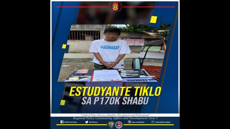 Estudyante nahulihan ng P170K na halaga ng shabu sa Talisay City, Cebu