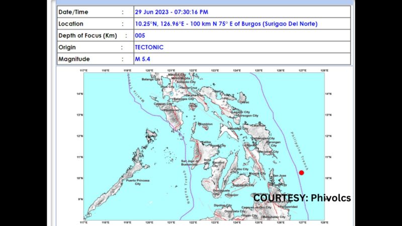 Burgos, Surigao del Norte niyanig ng magnitude 5.4 na lindol