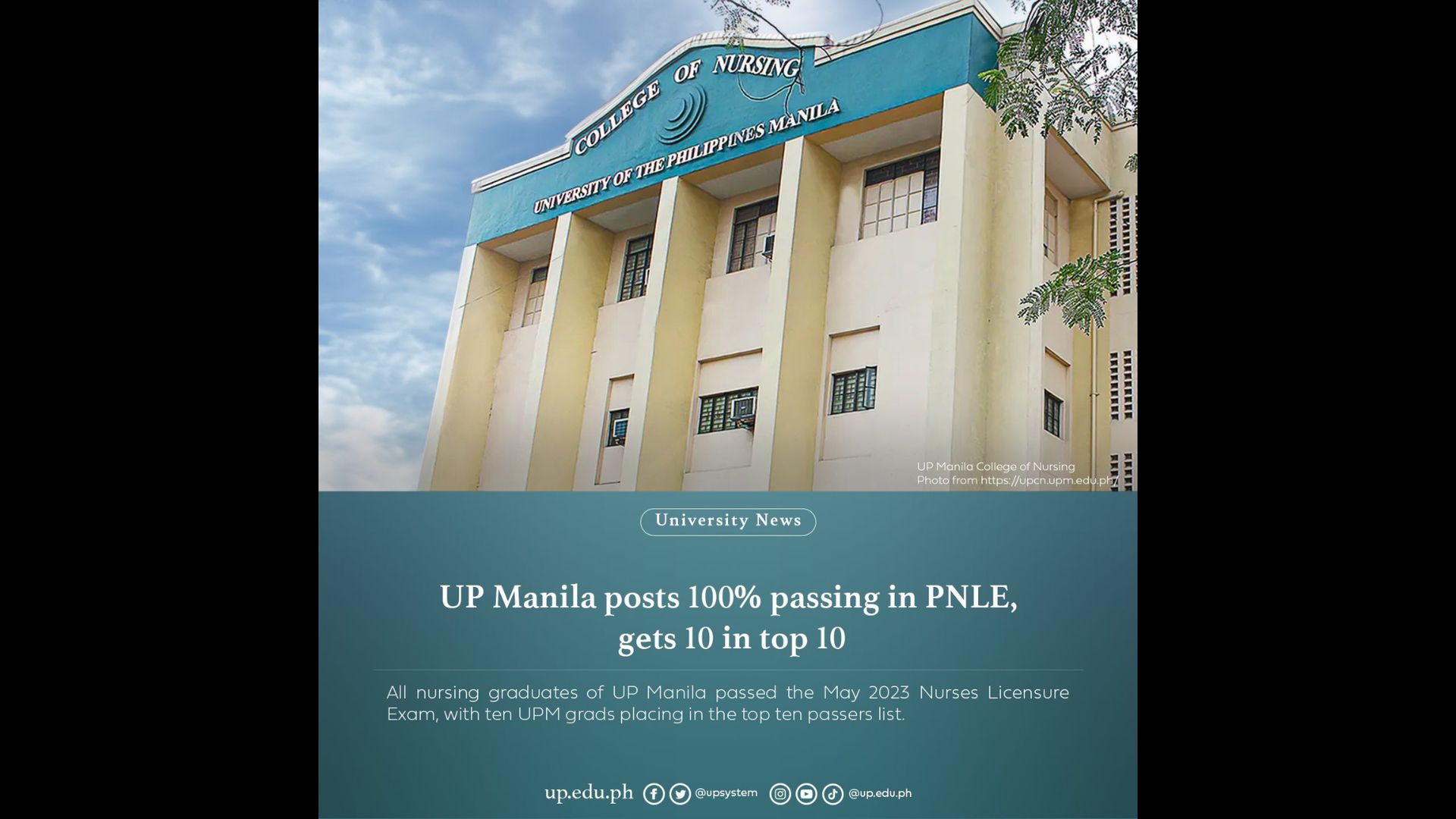 UP Manila nakapagtala ng 100 percent passing rate sa 2023 Philippine Nurses Licensure Examination