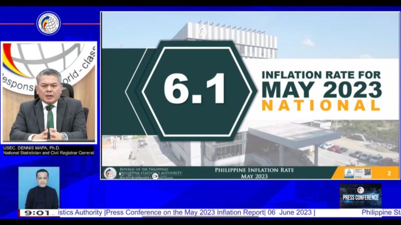 6.1 Inflation rate naitala ng PSA noong nakaraang buwan ng Mayo
