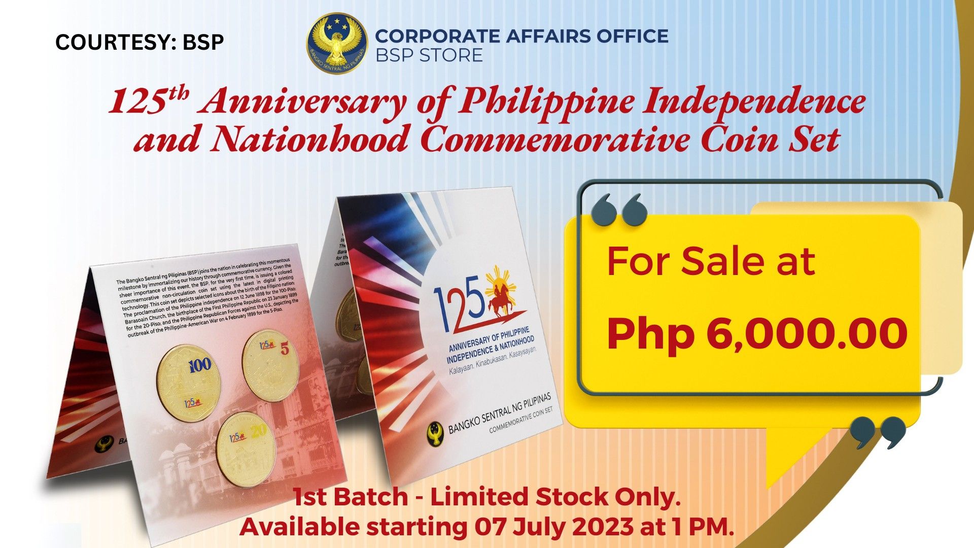 Commemorative coin set ng BSP para sa 125th Anniversary ng Philippine Independence, sinimulan ng ibenta sa publiko