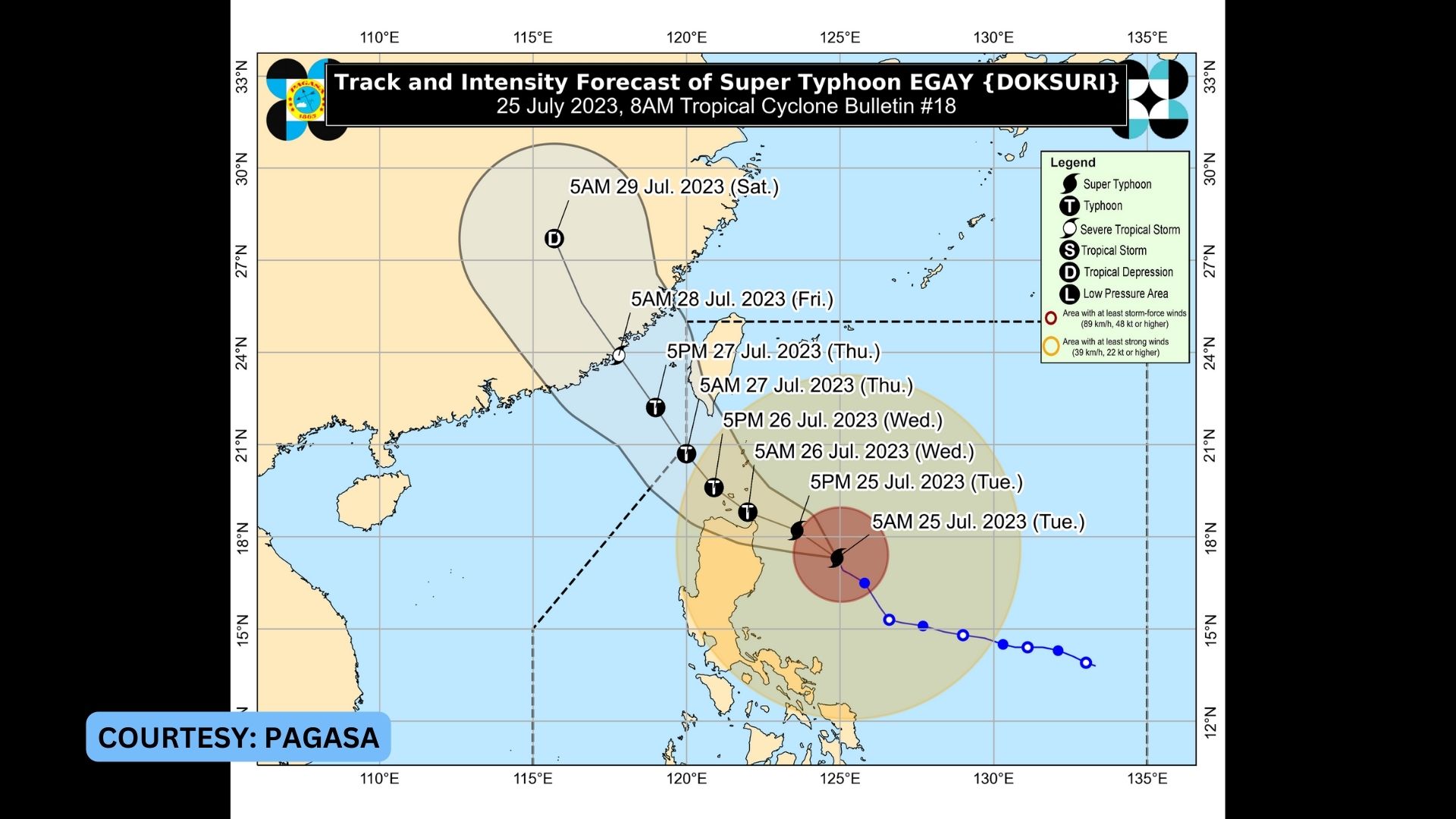 Bagyong Egay lumakas pa bilang Super Typhoon; Signal No. 3 nakataas sa 4 na lugar sa bansa