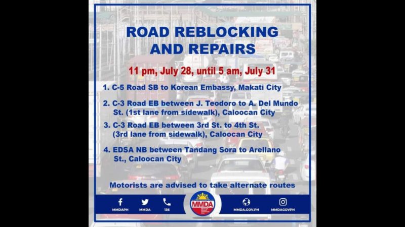 DPWH magsasagawa ng weekend road reblocking