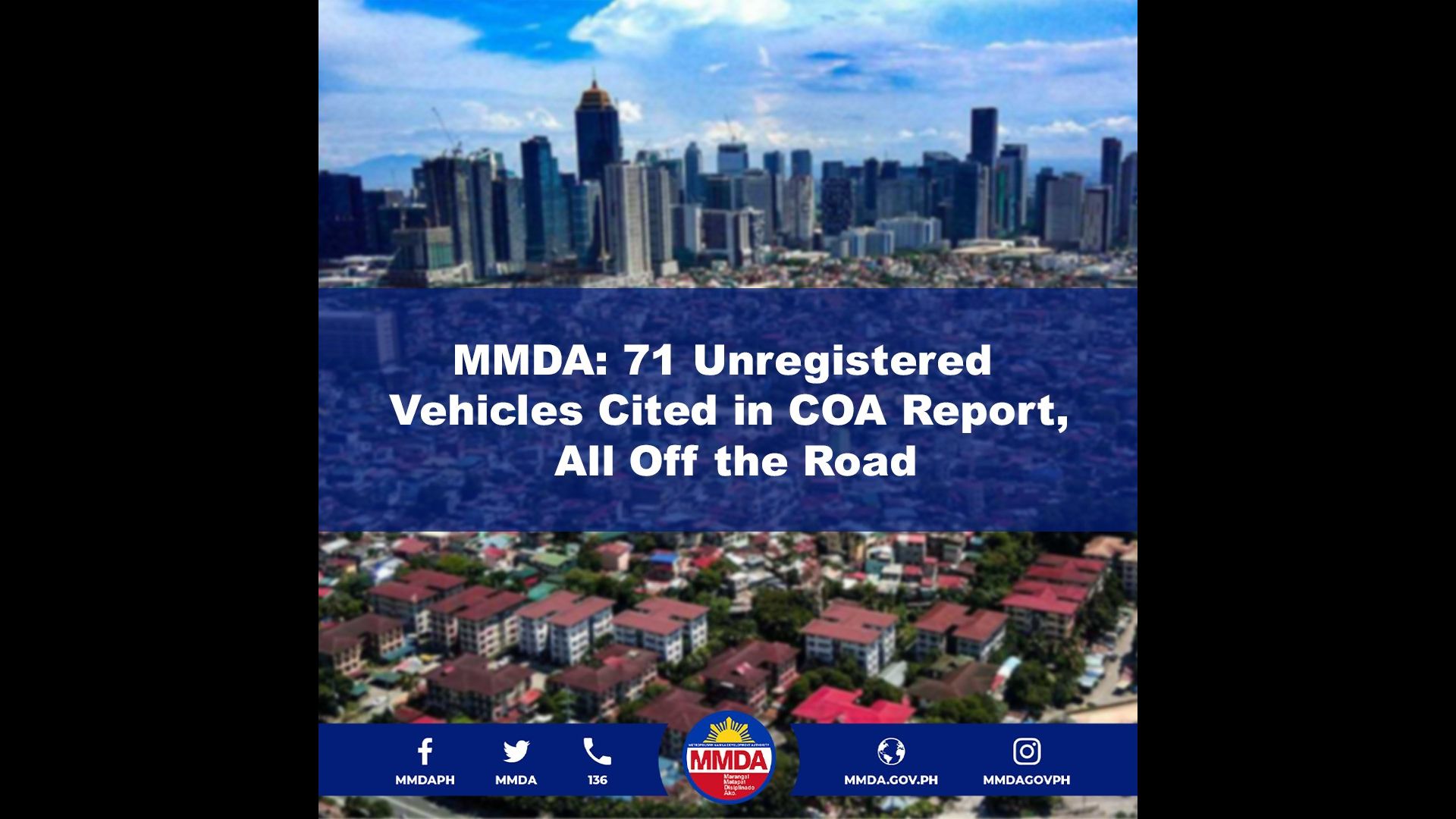 71 hindi rehistradong sasakyan ng MMDA, hindi na ginagamit ayon sa ahensya