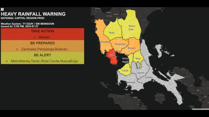 Red Rainfall Warning itinaas ng PAGASA sa Bataan