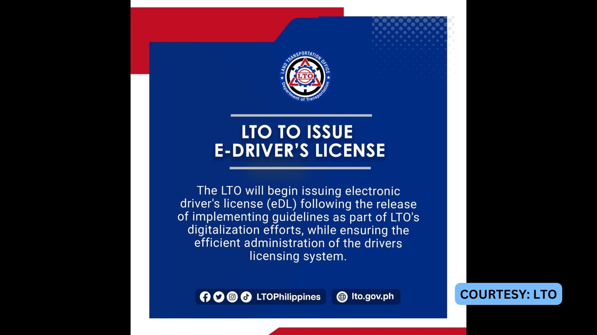 Pag-iisyu ng e-Driver’s License sisimulan na ng LTO