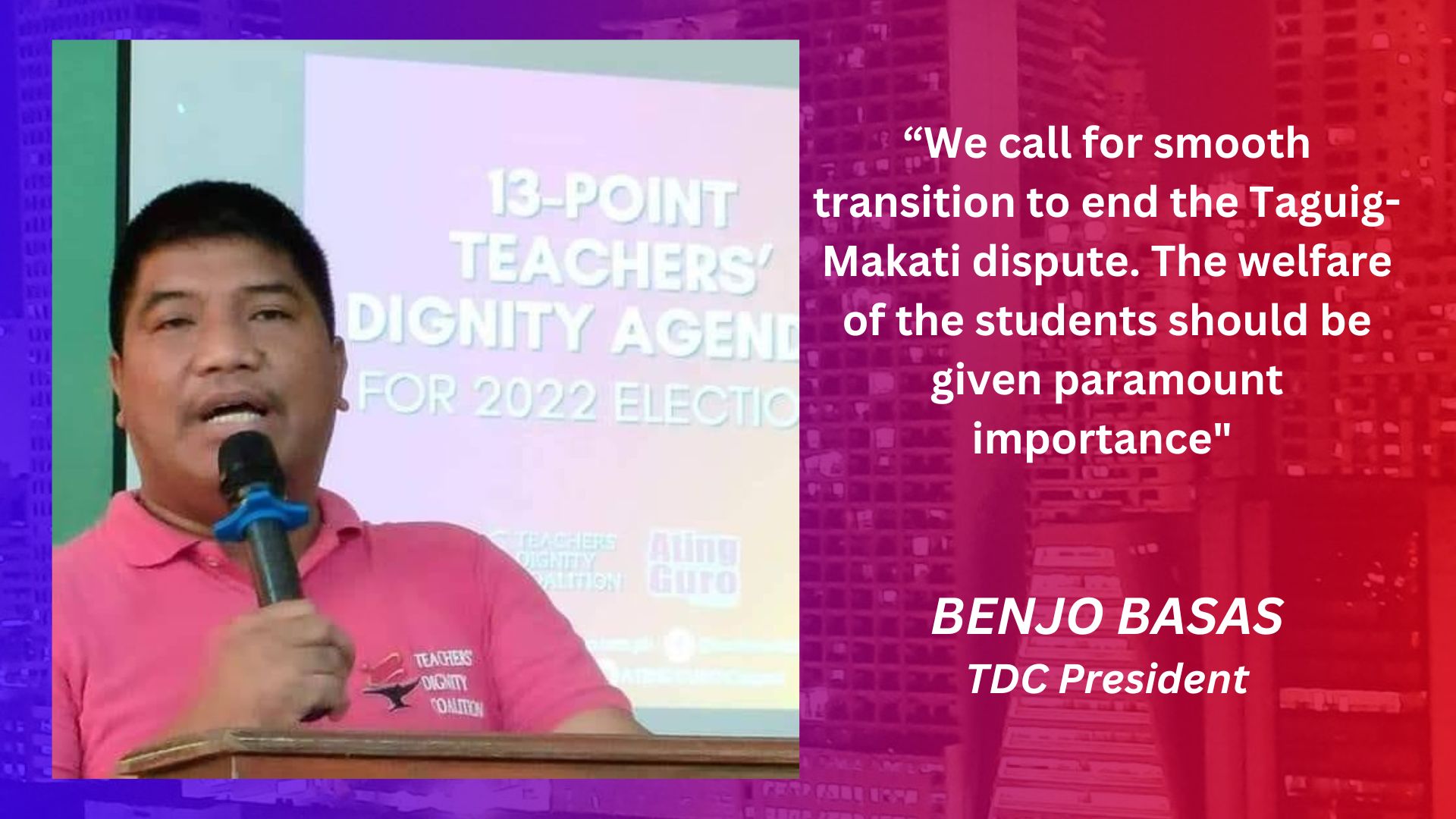 Teacher at Parents Group nanawagan na gawin na ang turnover ng EMBO Schools sa Taguig