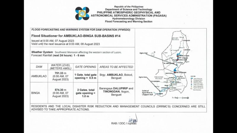 Ambuklao dam at Binga dam nagpapakawala pa din ng tubig