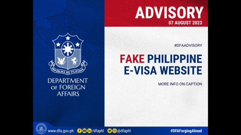 Publiko binalaan ng DFA sa pekeng e-Visa Website