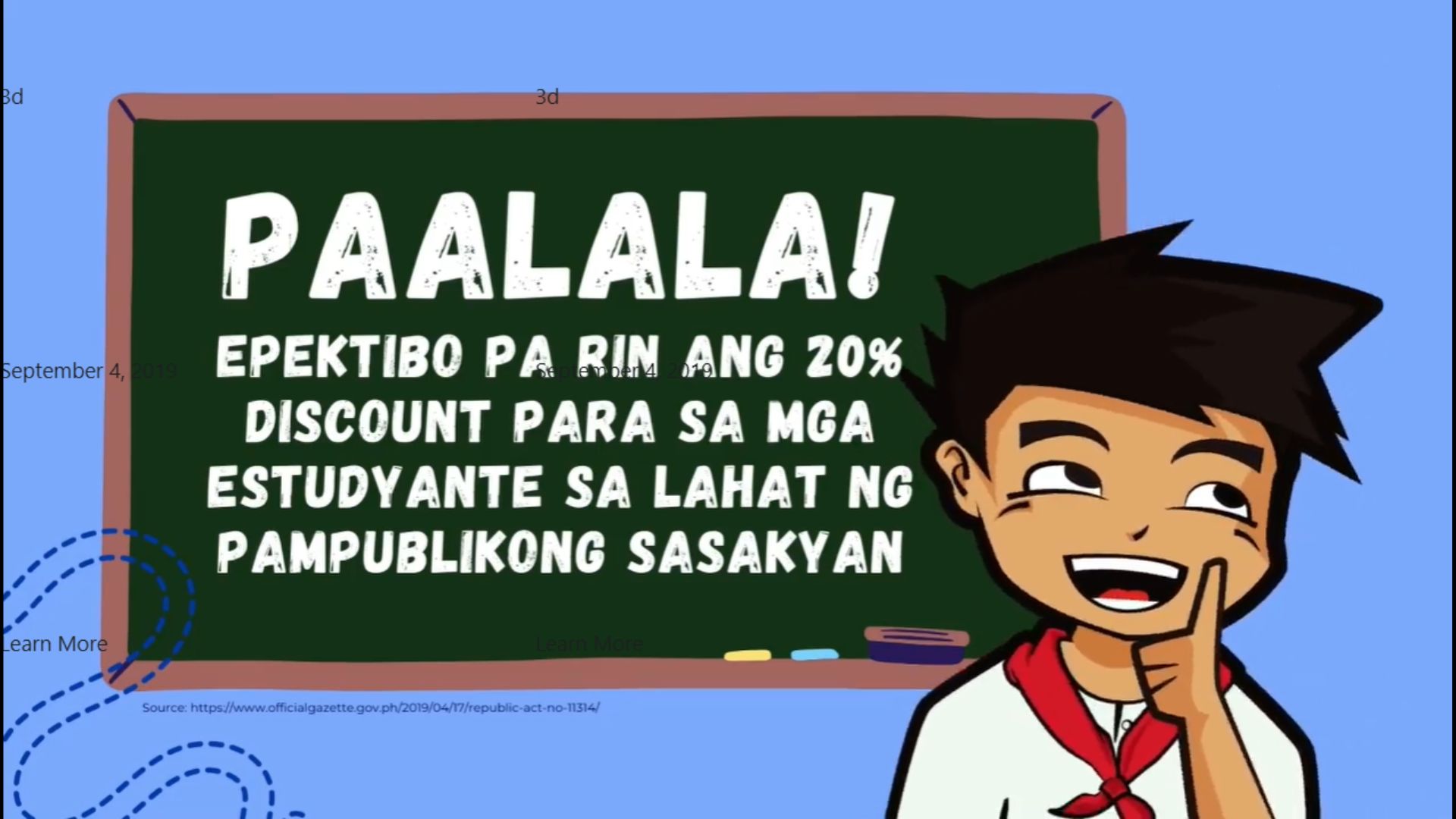 20 percent discount sa mga mag-aaral sa pampublikong sasakyan, ipinaalala ng DOTr kasabay ng pagbubukas ng klase