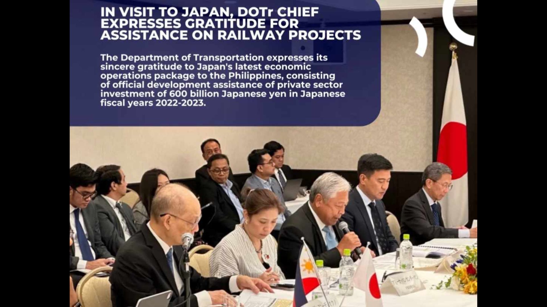 Japan pinasalamatan ng pamahalaan sa tulong sa Railway Project sa bansa