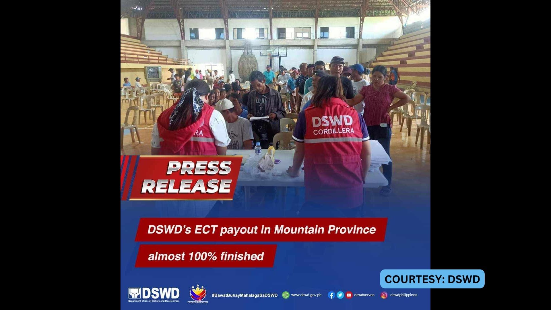 Pamamahagi ng cash assistance ng DSWD sa mga residenteng naapektuhan ng bagyo sa Mountain Province, malapit ng makumpleto