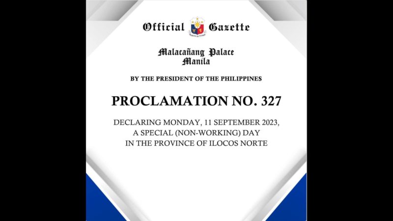Birthday ni dating Pangulong Ferdinand Marcos Sr. idineklarang holiday ng Malakanyang sa Ilocos Norte