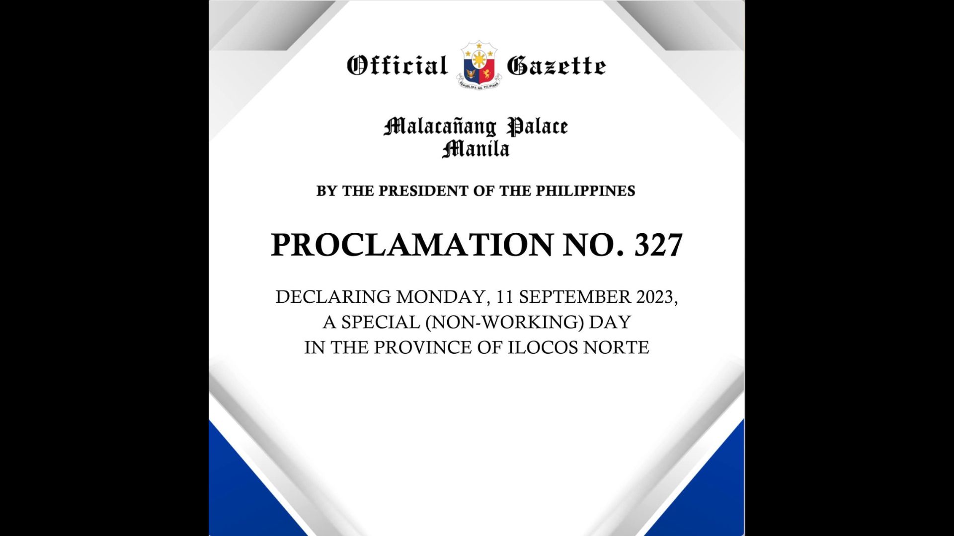 Birthday ni dating Pangulong Ferdinand Marcos Sr. idineklarang holiday ng Malakanyang sa Ilocos Norte