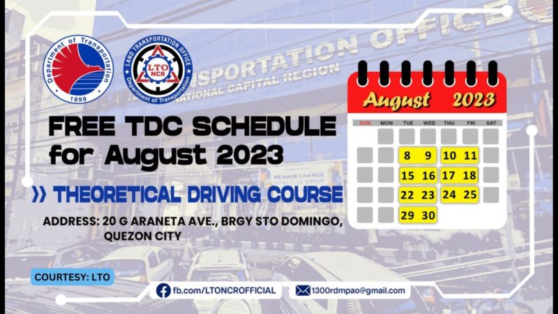 LTO-NCR magbibigay ng Theoretical Driving Course Seminar ngayong buong buwan ng Agosto