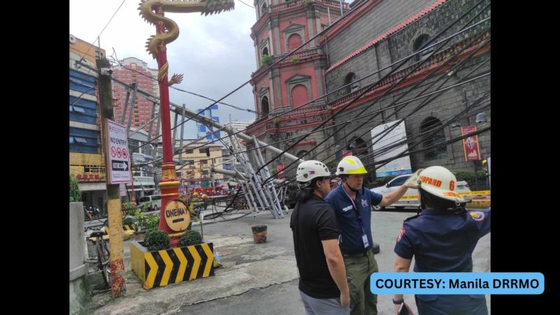 3 sugatan sa pagbagsak ng mga poste sa Binondo Maynila