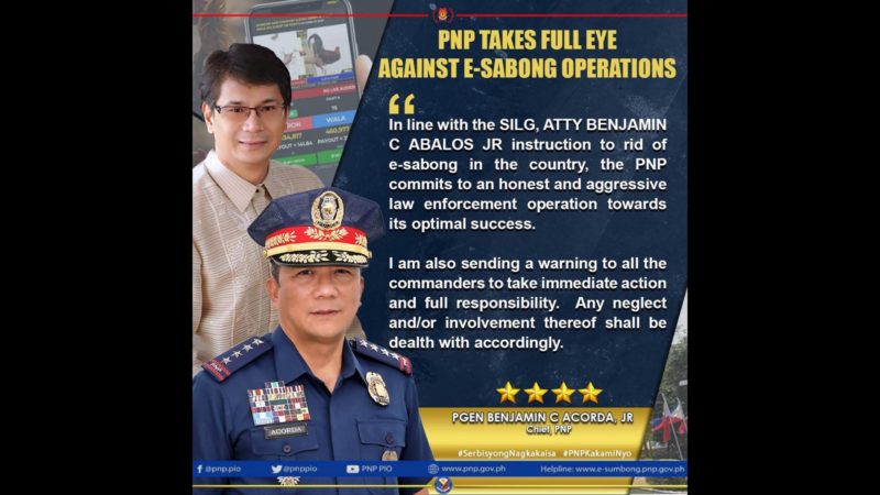 PNP tiniyak ang pagsasagawa ng agresibong  operasyon kontra e-Sabong