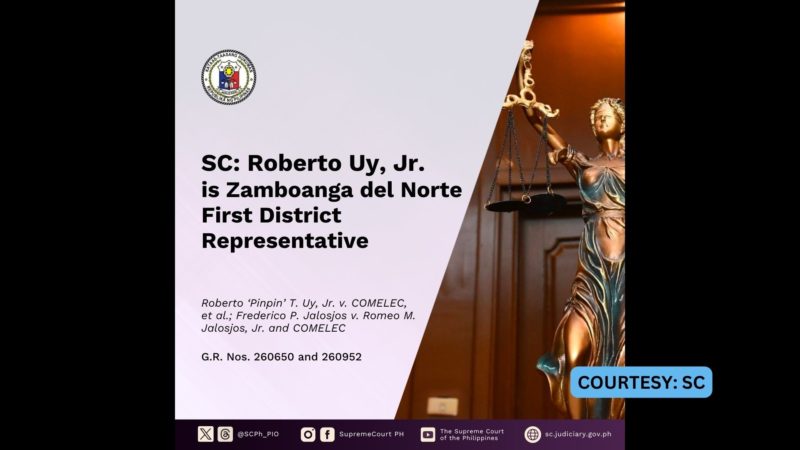 Proklamasyon ni Romeo Jalosjos Jr. bilang kongresista ng 1st district ng Zamboanga del Norte, pinawalang bisa ng SC