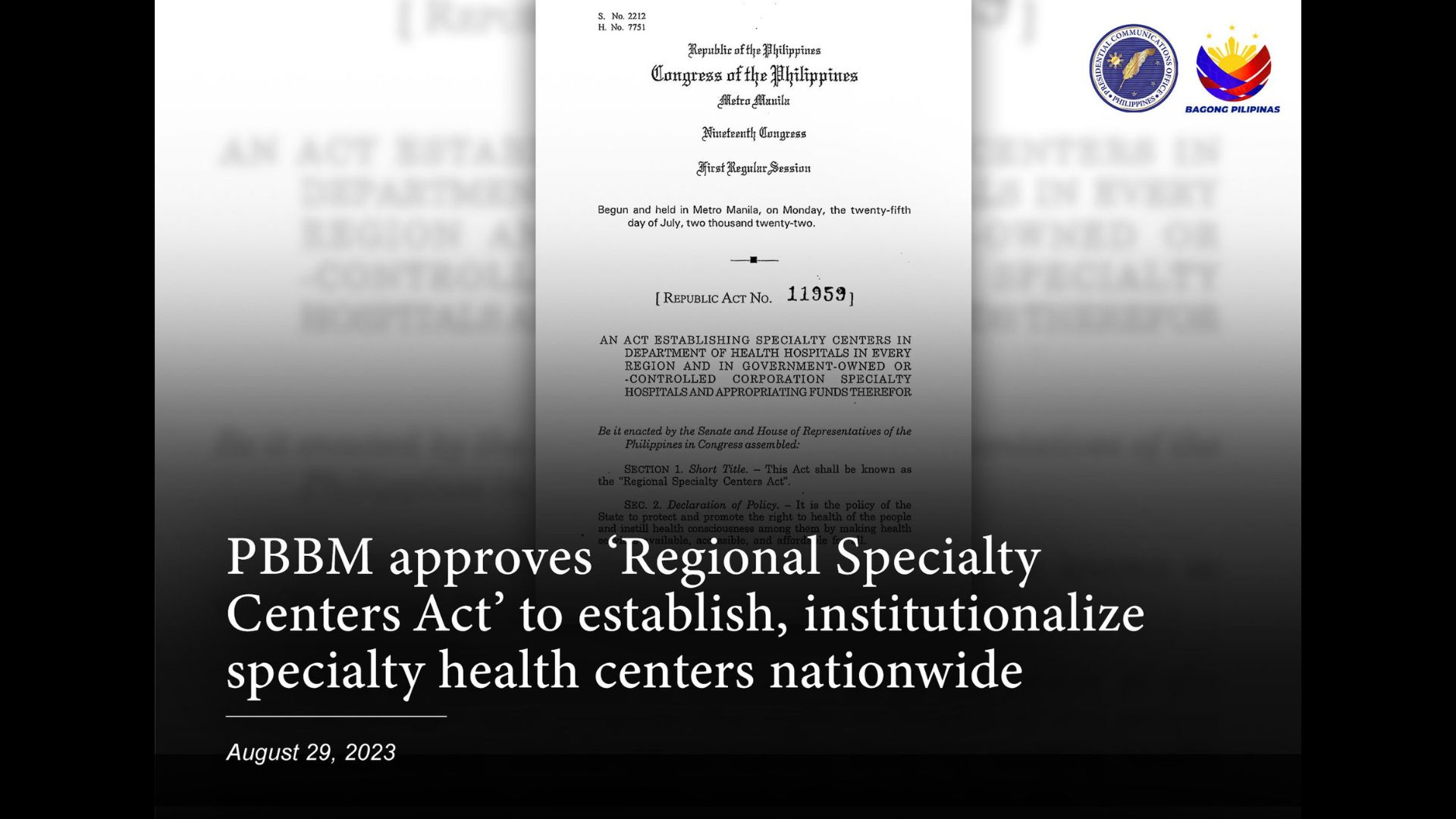 Batas na nag-aatas na magtayo ng Specialty Centers sa mga rehiyon sa bansa nilagdaan na ni Pang. Marcos