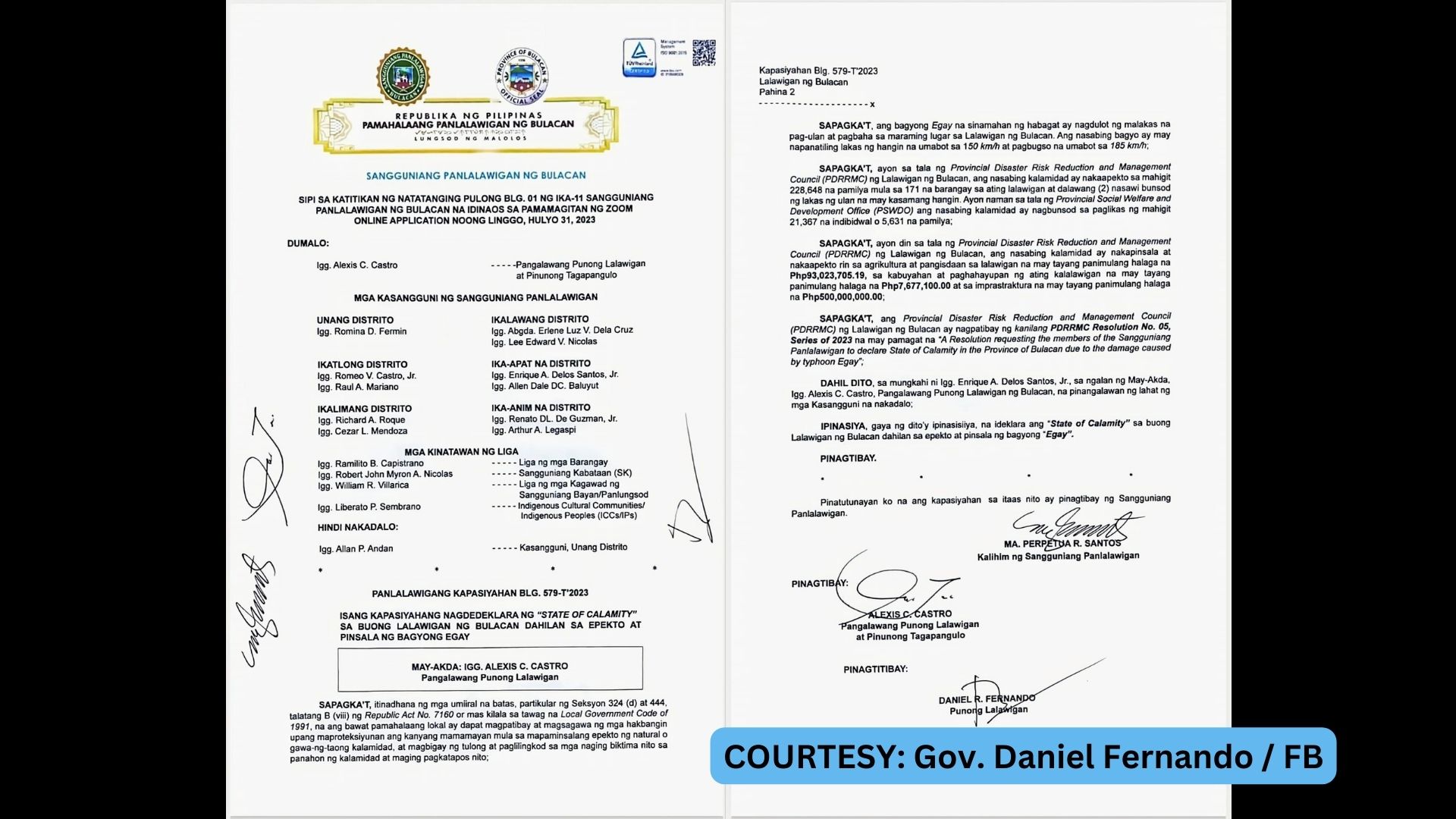 Lalawigan ng Bulacan isinailalim na din sa state of calamity