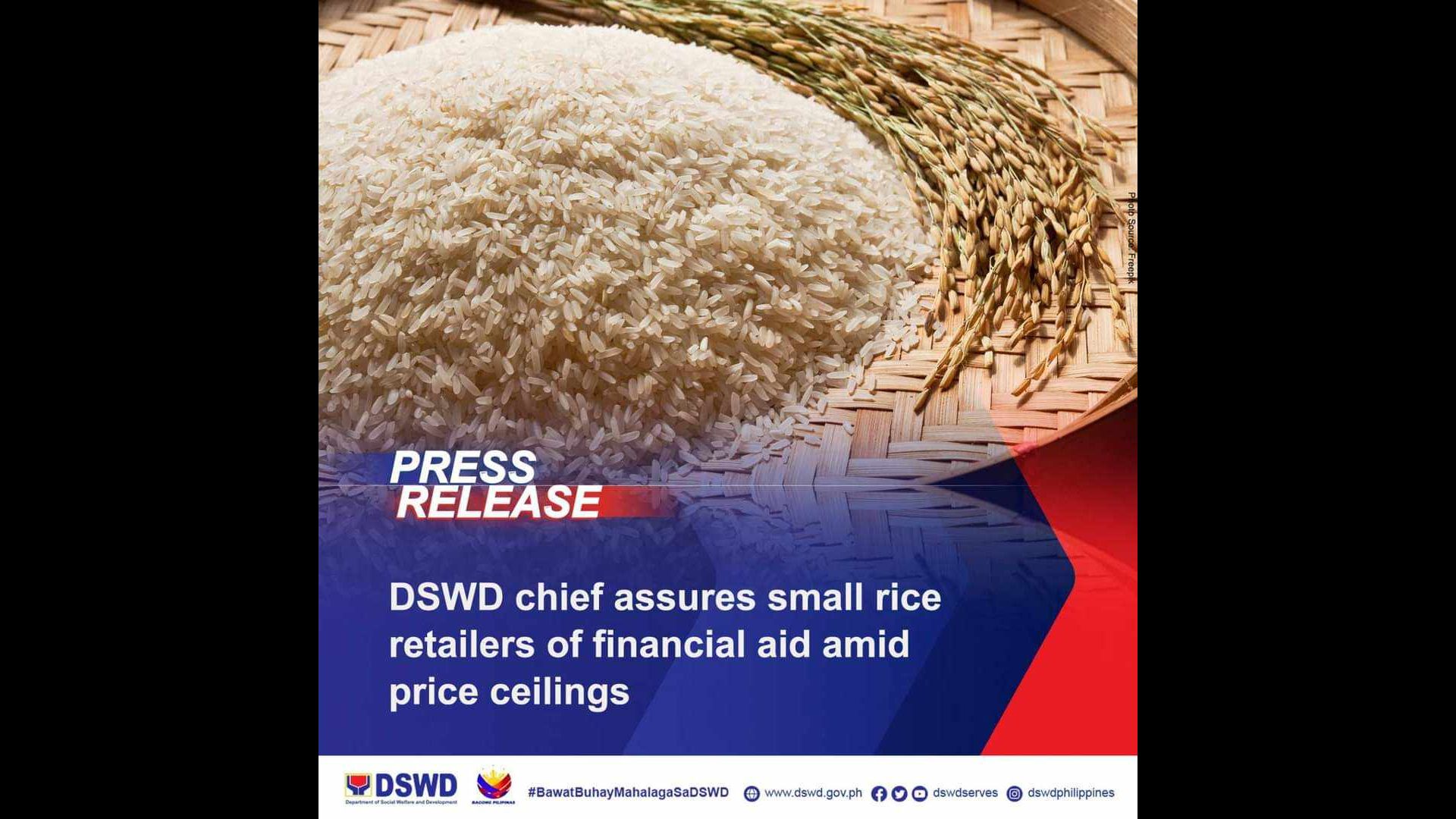 DSWD magbibigay ng cash grant sa mga small rice retailers na maaapektuhan ng price ceiling sa bigas