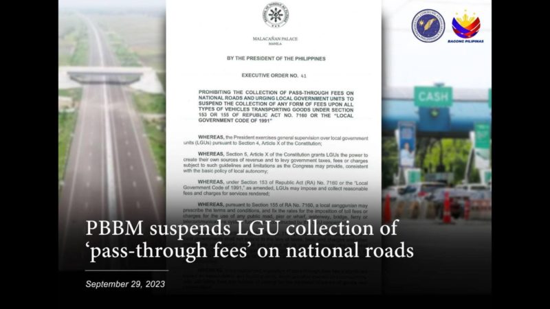 Pass-through fee sa mga LGU pinasuspinde ni Pangulong Marcos