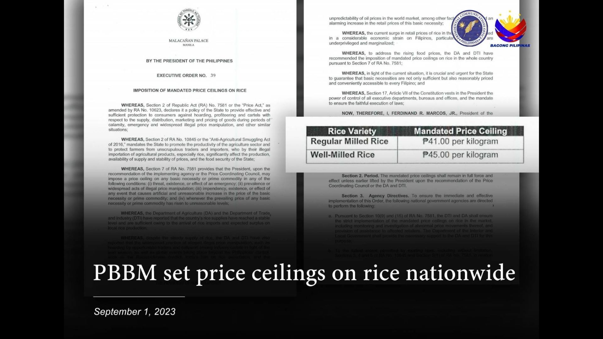 Presyo ng bigas dapat nasa P41 hanggang P45 lang kada kilo ayon sa Malakanyang