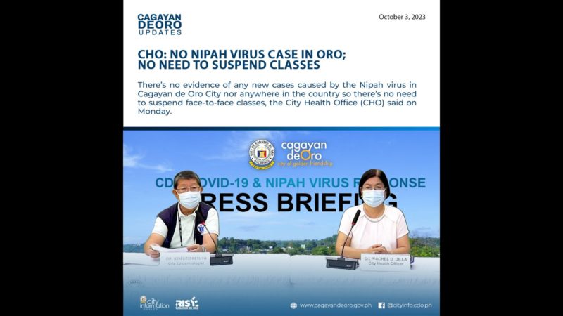 CDO City LGU nilinaw na walang kaso ng Nipah virus sa lungsod