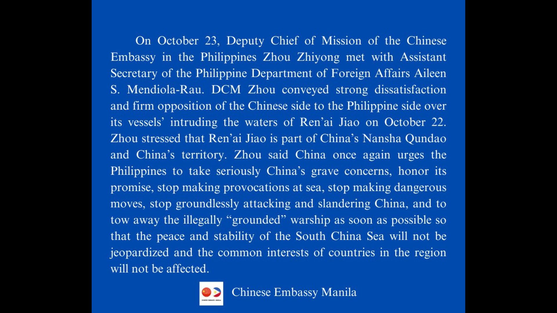 China pinahihinto ang Pilipinas sa umano’y mga walang basehang pag-atake; BRP Sierra Madre pinatatanggal sa Ayungin Shoal