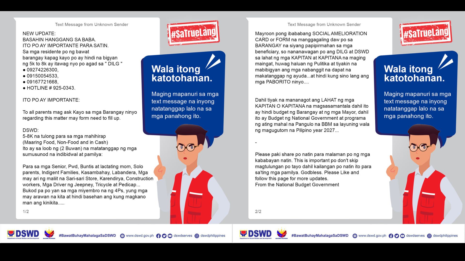 FAKE NEWS: Impormasyon kaugnay sa P5K to P8K cash assistance mula DSWD at DILG, hindi totoo