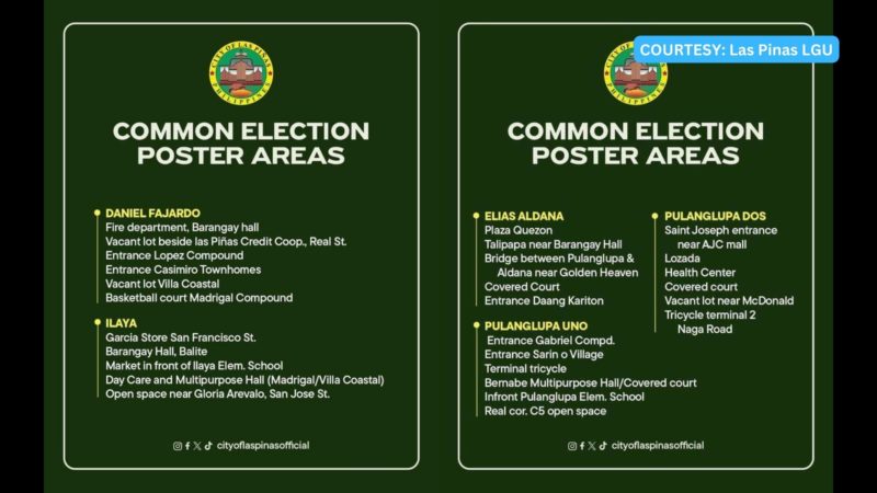 Las Piñas COMELEC naglabas ng common poster areas at campaign guidelines