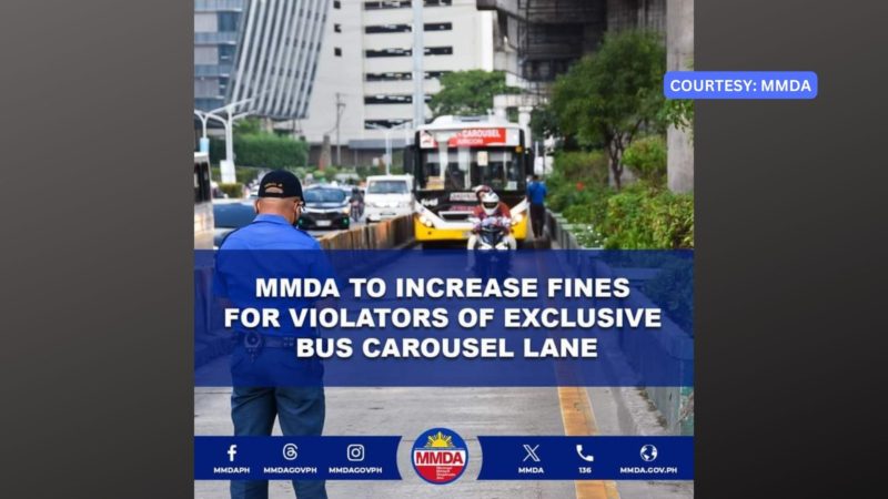 Multa sa mga motoristang lalabag sa EDSA exclusive bus carousel lane, itataas ng MMDA