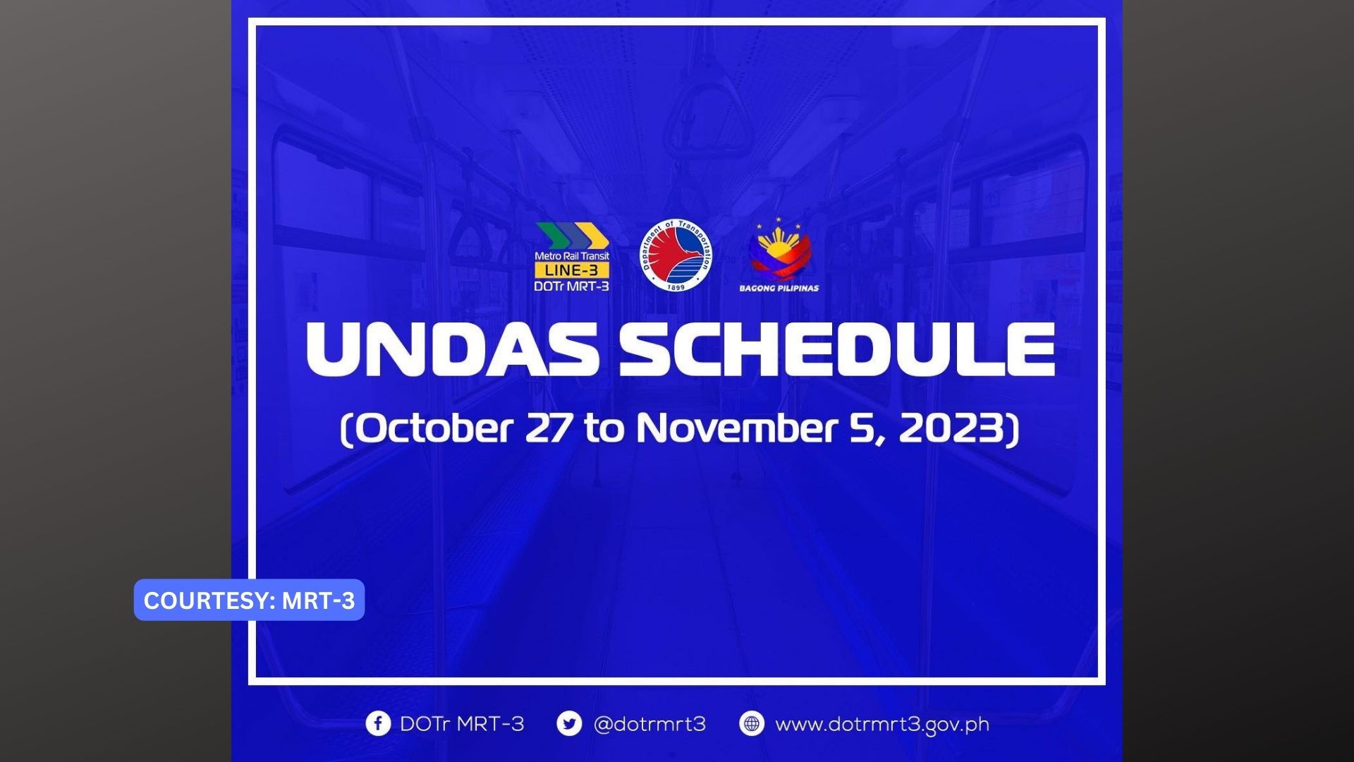 MRT-3 tuluy-tuloy ang operasyon sa Barangay at SK Elections at sa panahon ng Undas