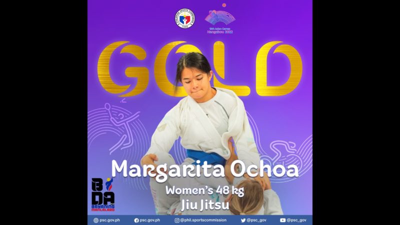 Ikalawang gintong medalya ng Pilipinas sa ginaganap na Asian Games nakuha ng Jiu-jitsu fighter na si Margarita Ochoa