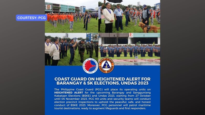 PCG sasailalim sa heightened alert na para sa Barangay at SK Elections at Undas 2023