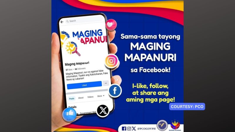 “Maging Mapanuri” Facebook page inilunsad ng pamahalaan para labanan ang fake news