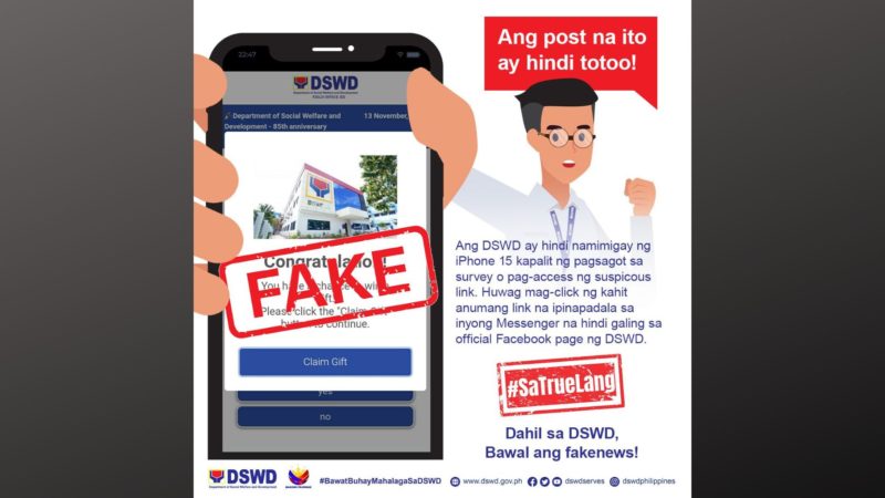 FAKE NEWS ALERT: Post sa Facebook tungkol sa papremyong iPhone 15 ng DSWD, hindi totoo