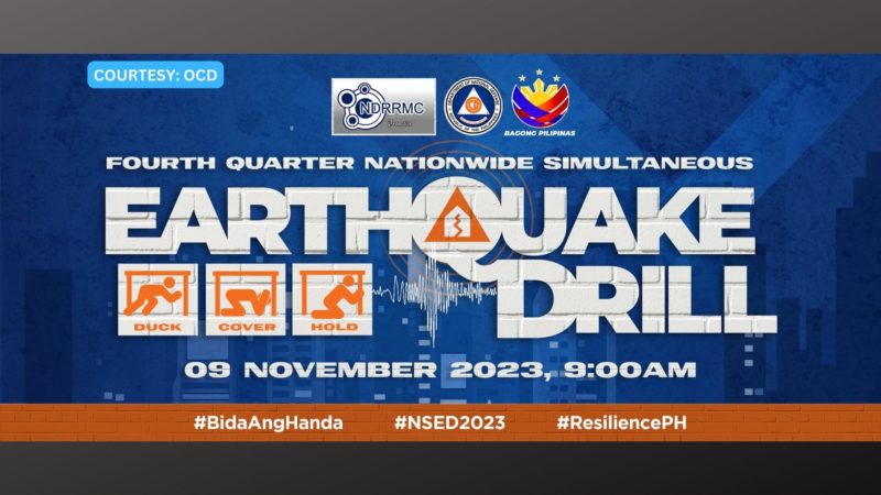Publiko hinimok na makiisa sa idaraos na Nationwide Simultaneous Earthquake Drill bukas, Nov. 9