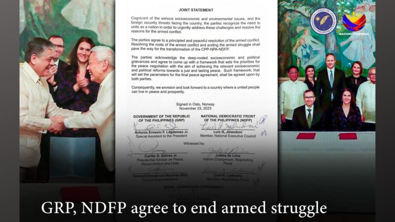 Pamahalaan, NDFP nagkasundo na muling buhayin ang peace talks