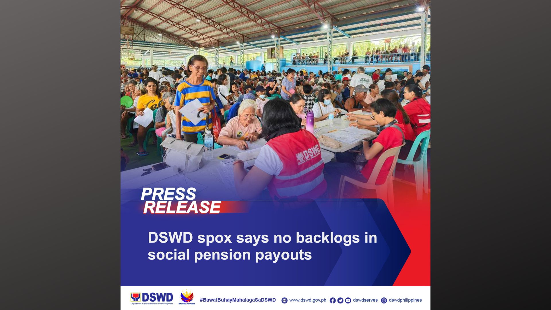 Walang backlog sa pamamahagi ng social pension para sa mga senior citizen – DSWD