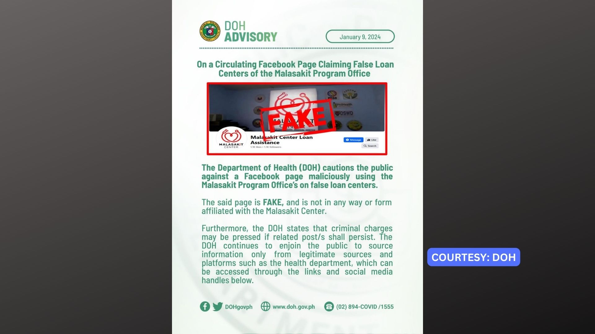 Loan Assistance ng Malasakit Center, peke ayon sa DOH