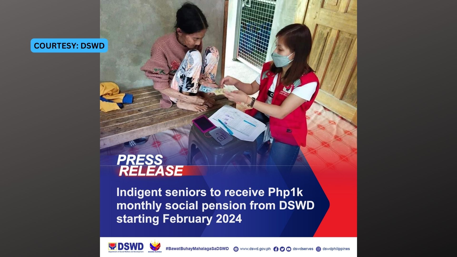 Indigent senior citizens tatanggap ng P1,000 na buwanang pension simula sa Pebrero