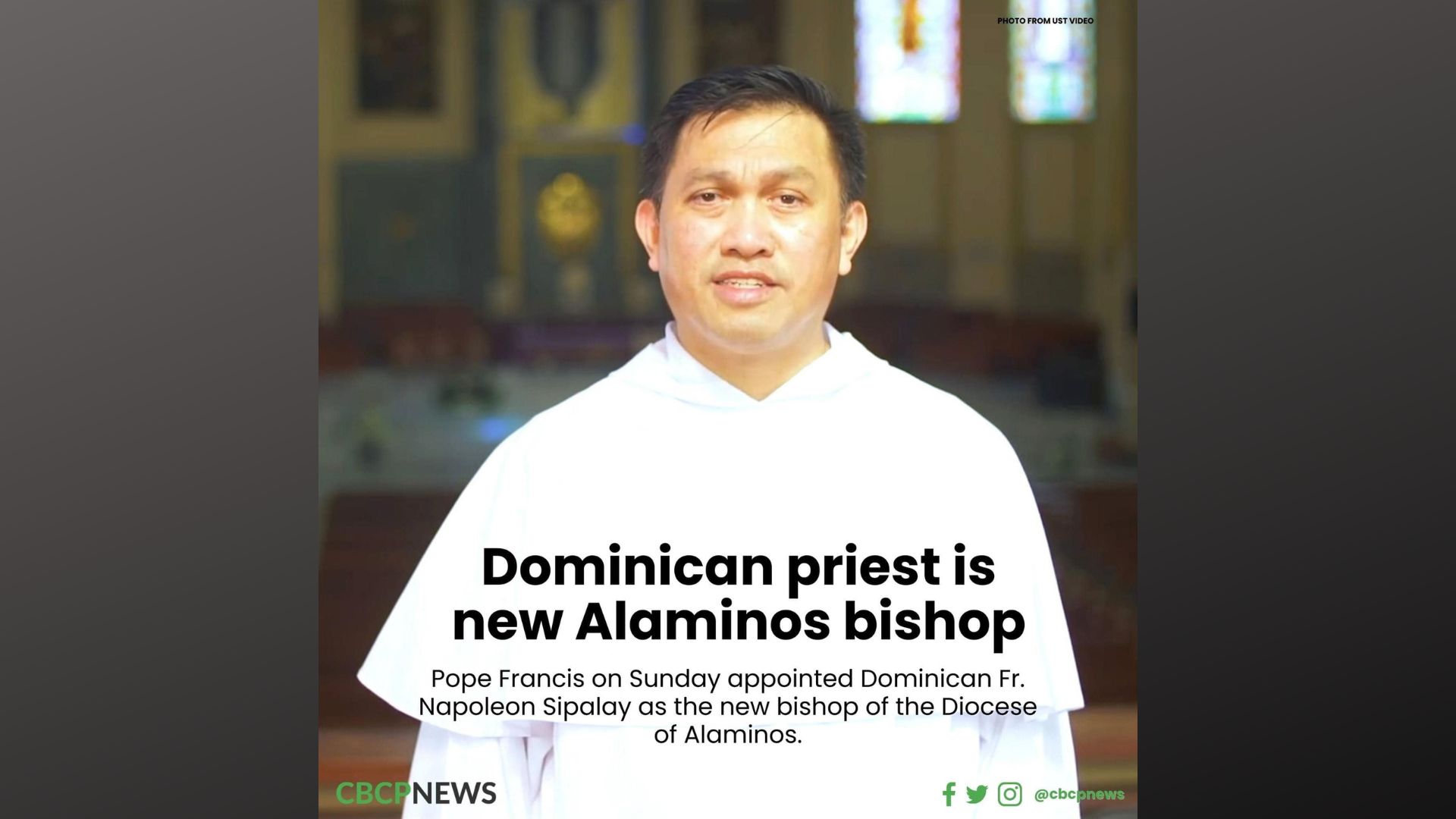 Pope Francis hinirang si Fr. Napoleon Sipalay bilang bagong obispo sa Diocese of Alaminos