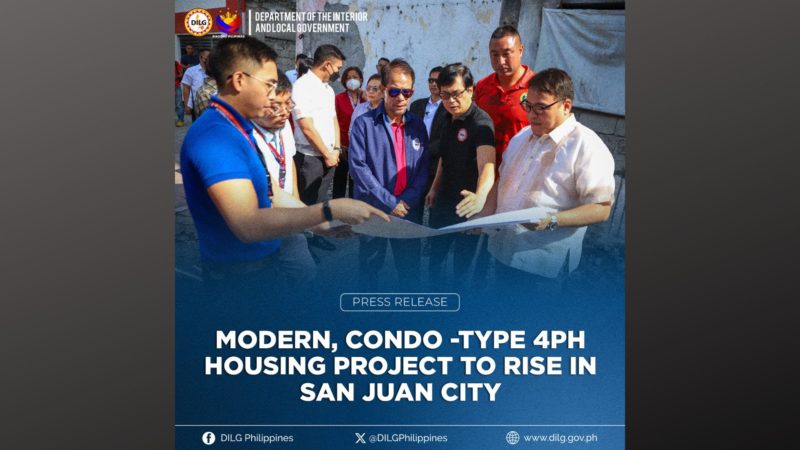 Modern condominium-type building itatayo sa San Juan para sa Pambansang Pabahay Para sa Pilipino Program ng pamahalaan