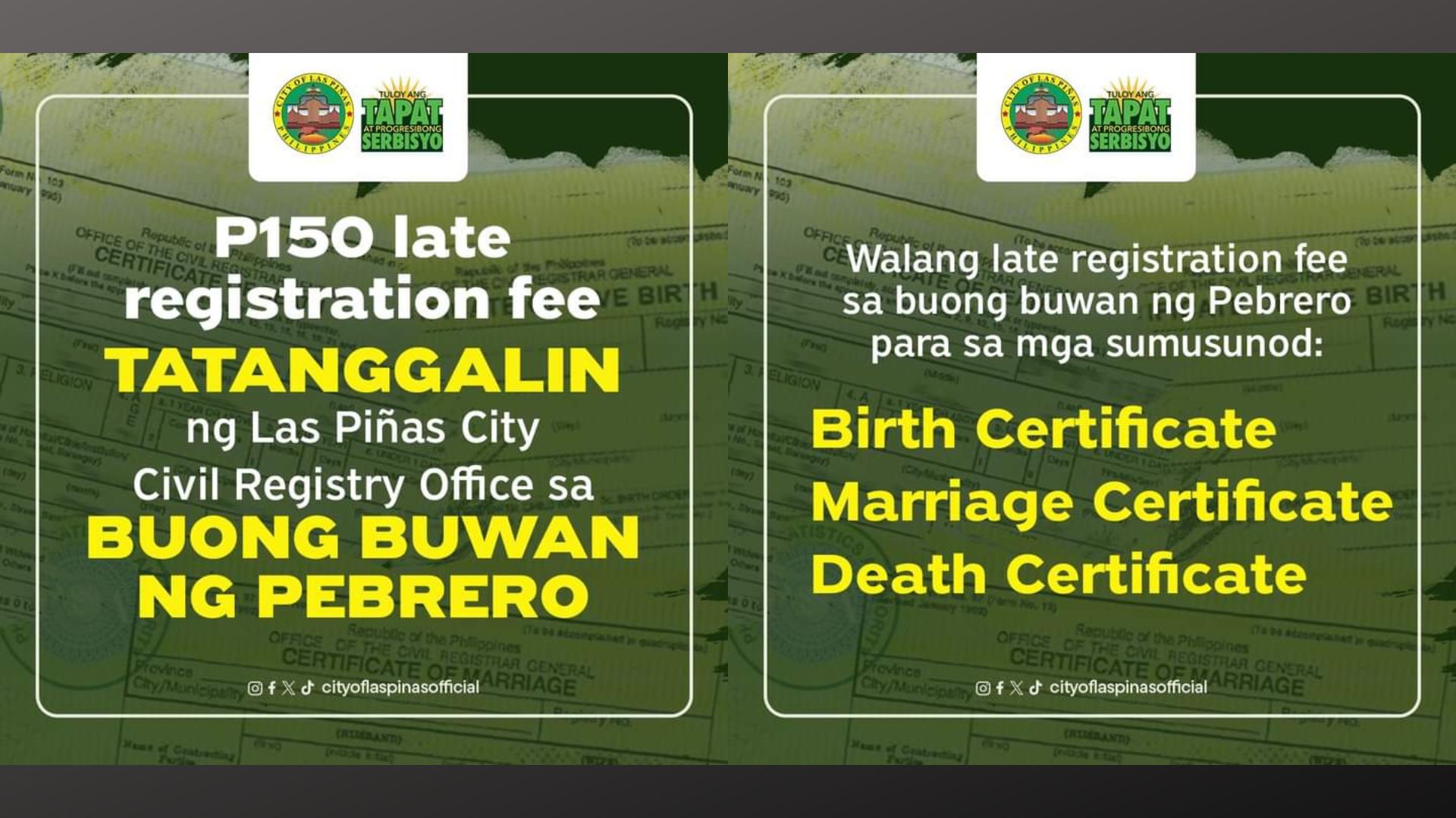 Las Piñas LGU hindi maniningil ng late registration fee ngayong Pebrero