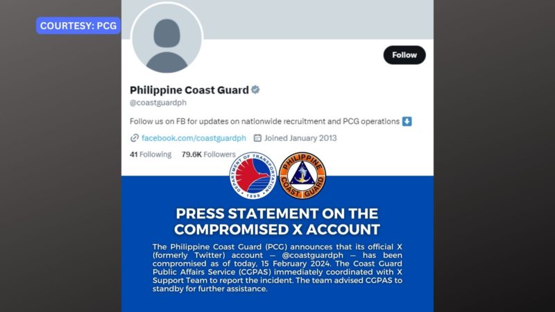 X account ng Coast Guard napasok ng hacker