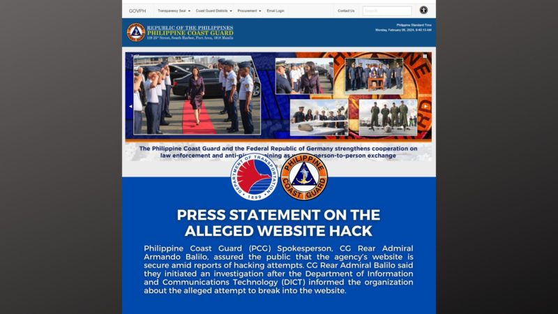 PCG tiniyak na ligtas ang kanilang website kasunod ng ulat ng DICT na tinangka itong pasukin ng hackers
