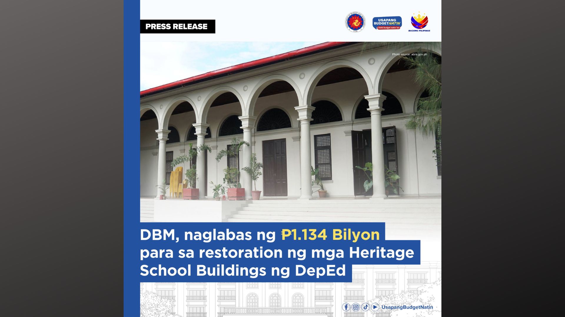 P1.134B na pondo para sa toration ng mga Heritage School Buildings inaprubahan ng DBM